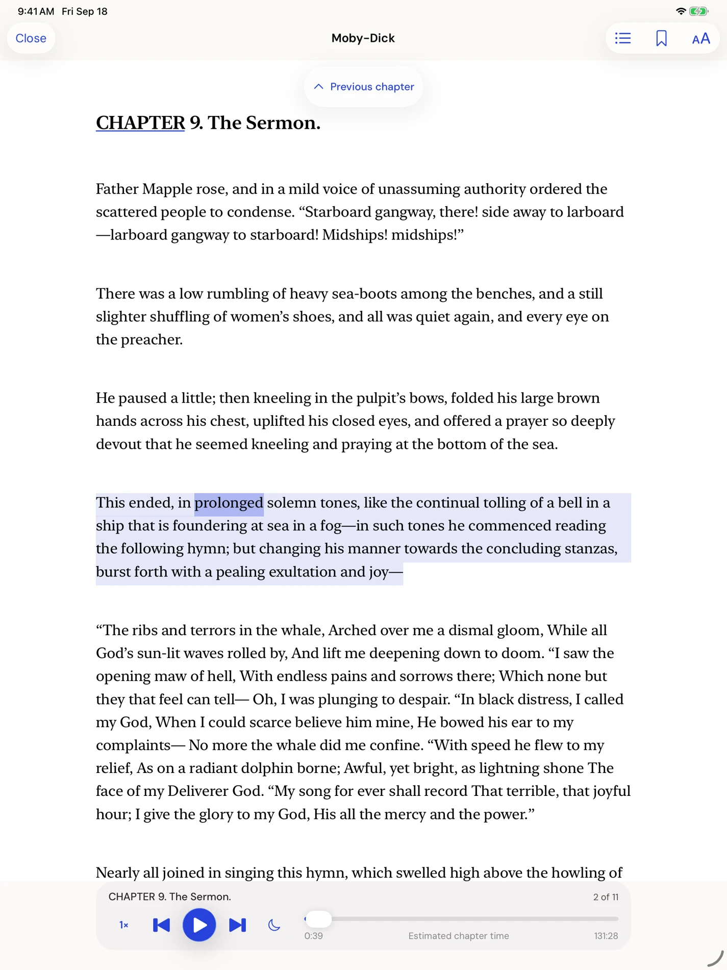 Earlo reading view on iPad